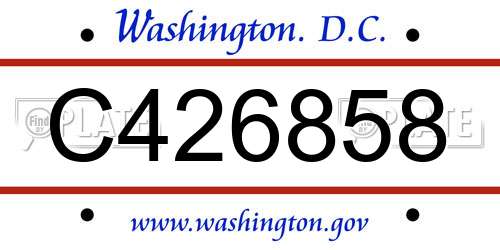 C426858 District Of Columbia License Plate