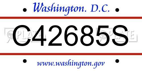 C42685S District Of Columbia License Plate