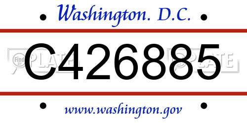 C426885 District Of Columbia License Plate
