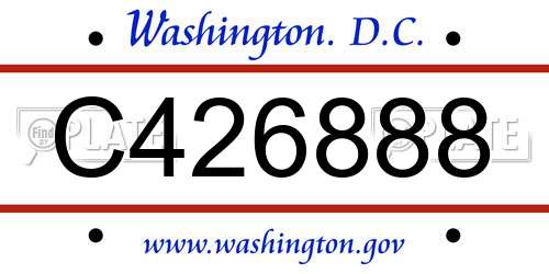 C426888 District Of Columbia License Plate