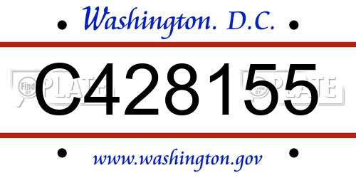 C428155 District Of Columbia License Plate