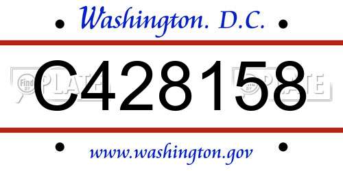 C428158 District Of Columbia License Plate