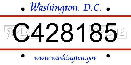 C428185 District Of Columbia License Plate