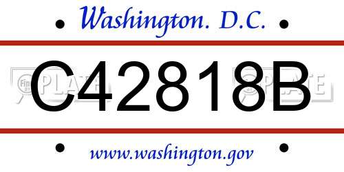 C42818B District Of Columbia License Plate