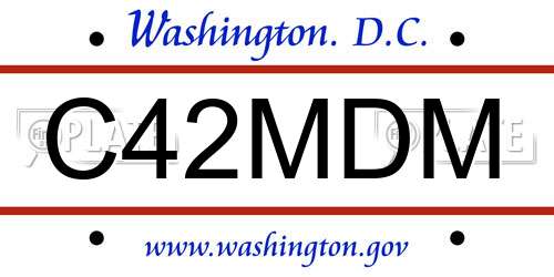 C42MDM District Of Columbia License Plate