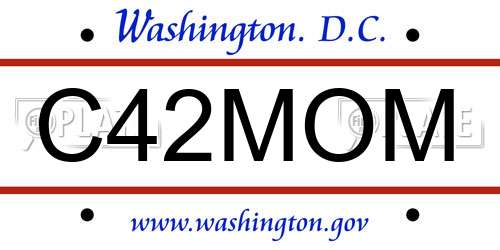 C42MOM District Of Columbia License Plate