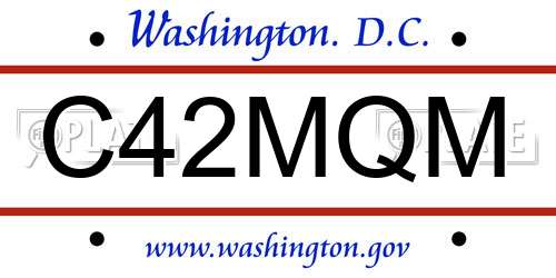 C42MQM District Of Columbia License Plate
