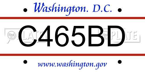 C465BD District Of Columbia License Plate