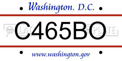 C465BO District Of Columbia License Plate
