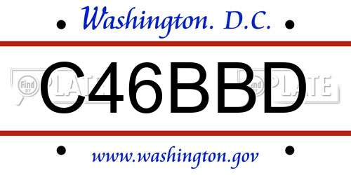 C46BBD District Of Columbia License Plate
