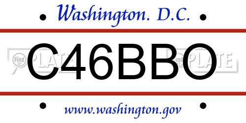 C46BBO District Of Columbia License Plate