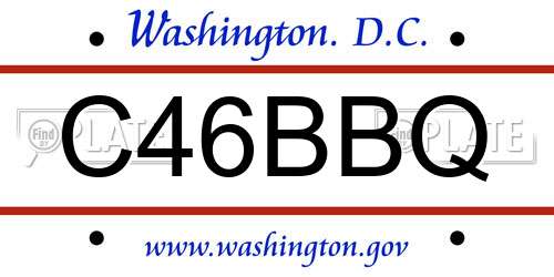 C46BBQ District Of Columbia License Plate