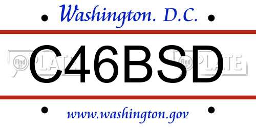 C46BSD District Of Columbia License Plate