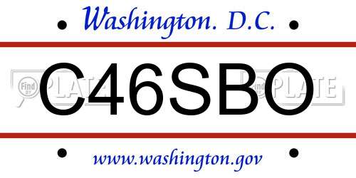 C46SBO District Of Columbia License Plate