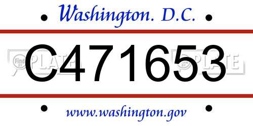 C471653 District Of Columbia License Plate
