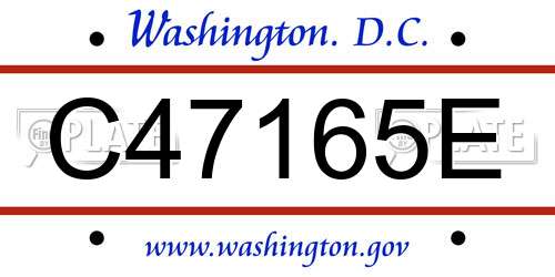 C47165E District Of Columbia License Plate