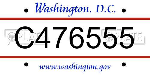 C476555 District Of Columbia License Plate