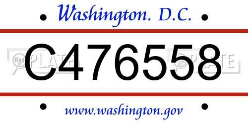 C476558 District Of Columbia License Plate