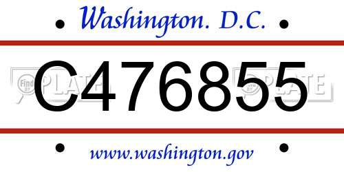 C476855 District Of Columbia License Plate