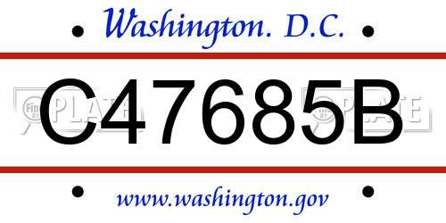 C47685B District Of Columbia License Plate