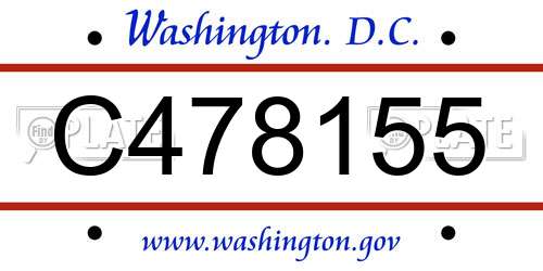 C478155 District Of Columbia License Plate