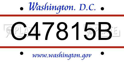 C47815B District Of Columbia License Plate