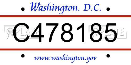 C478185 District Of Columbia License Plate