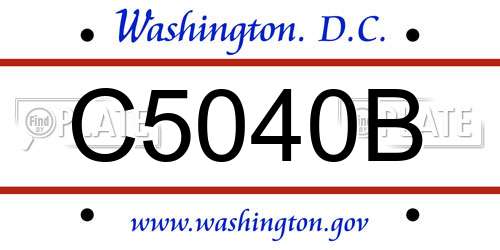 C5040B District Of Columbia License Plate