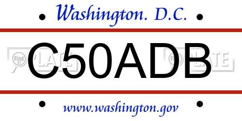 C50ADB District Of Columbia License Plate