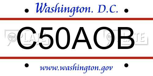 C50AOB District Of Columbia License Plate