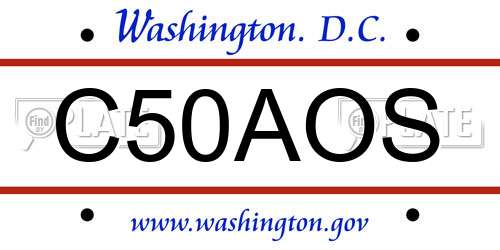 C50AOS District Of Columbia License Plate