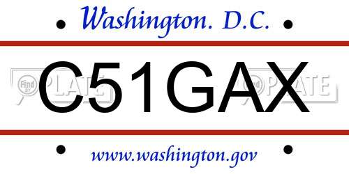 C51GAX District Of Columbia License Plate
