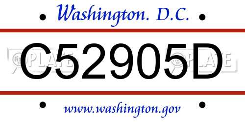 C52905D District Of Columbia License Plate