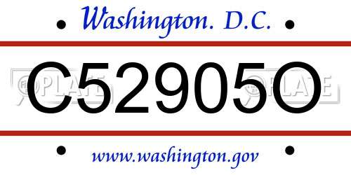 C52905O District Of Columbia License Plate