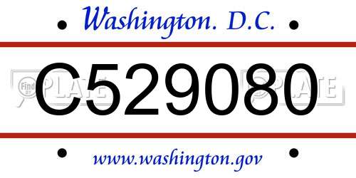 C529080 District Of Columbia License Plate