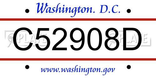 C52908D District Of Columbia License Plate