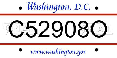 C52908O District Of Columbia License Plate