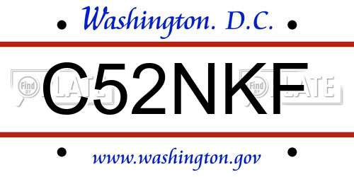 C52NKF District Of Columbia License Plate