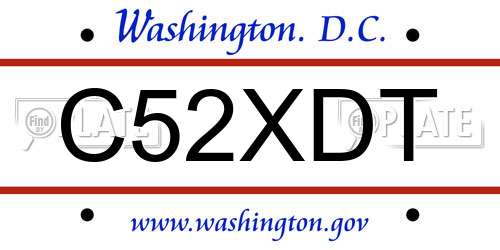 C52XDT District Of Columbia License Plate