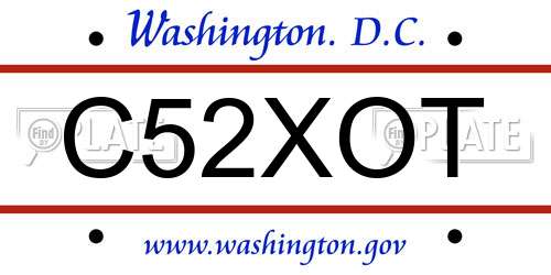 C52XOT District Of Columbia License Plate