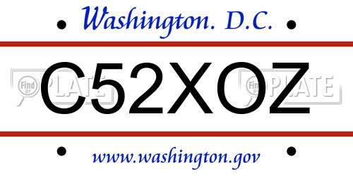 C52XOZ District Of Columbia License Plate
