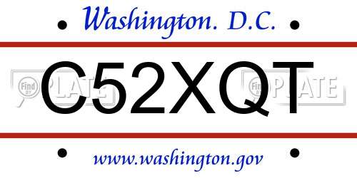 C52XQT District Of Columbia License Plate