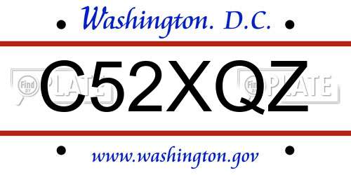 C52XQZ District Of Columbia License Plate