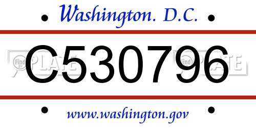 C530796 District Of Columbia License Plate