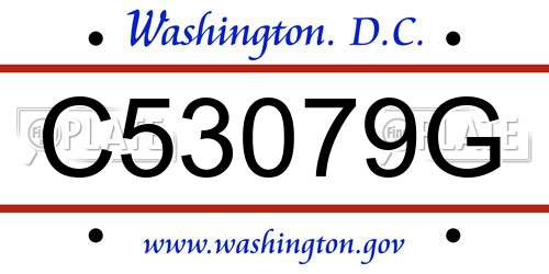 C53079G District Of Columbia License Plate