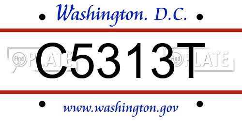 C5313T District Of Columbia License Plate