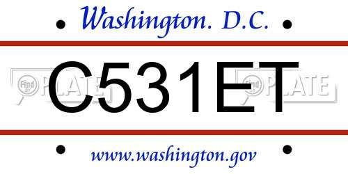 C531ET District Of Columbia License Plate