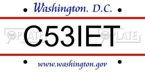C53IET District Of Columbia License Plate