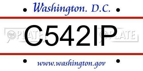C542IP District Of Columbia License Plate