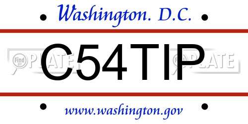 C54TIP District Of Columbia License Plate